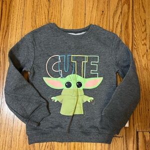 Girl's Disney Star Wars Baby Yoda Gray‎ Sweatshirt- Size Small (6-6x)- NWT